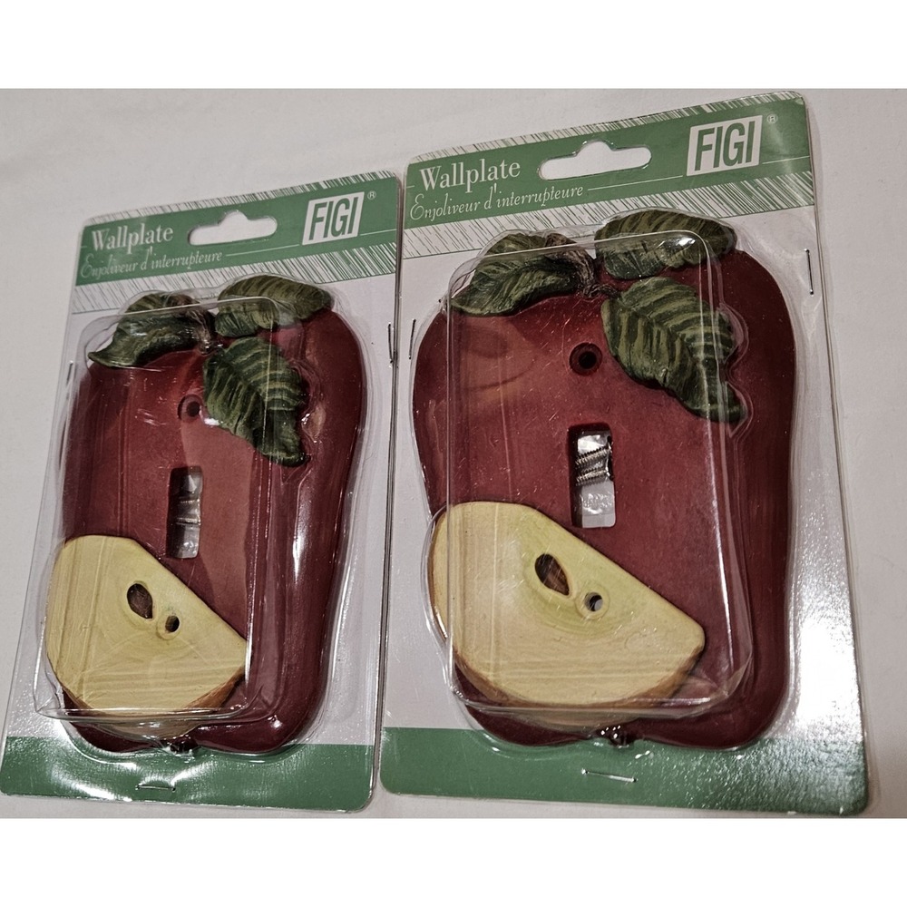 FIGI Apple Light Switch Wall Plates Lot of 2 Decorative Kitchen Wallplates NIP